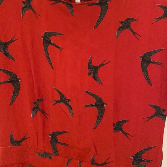 ASOS Red Bird Print Wrap Dress - Picture 8 of 10